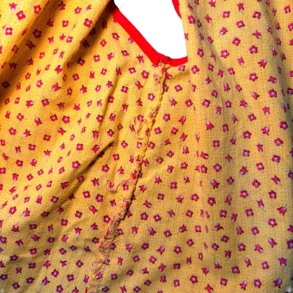 1940s Wrap Apron Vintage Hooverette Yellow & Red Floral WWII Era Retro Farmhouse